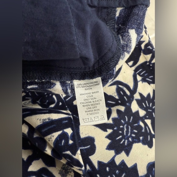ANN TAYLOR-LOFT Navy and beige floral Marisa linen blend Pants size 6 - Picture 12 of 15